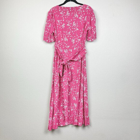 Seraphine Women's 8 Raspberry Sanna Maternity Nursing Midi Dress Viscose Floral - Picture 13 of 16